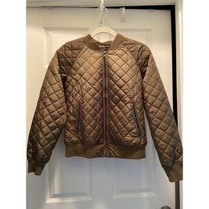 Quilted Army Green Bomber Jacket